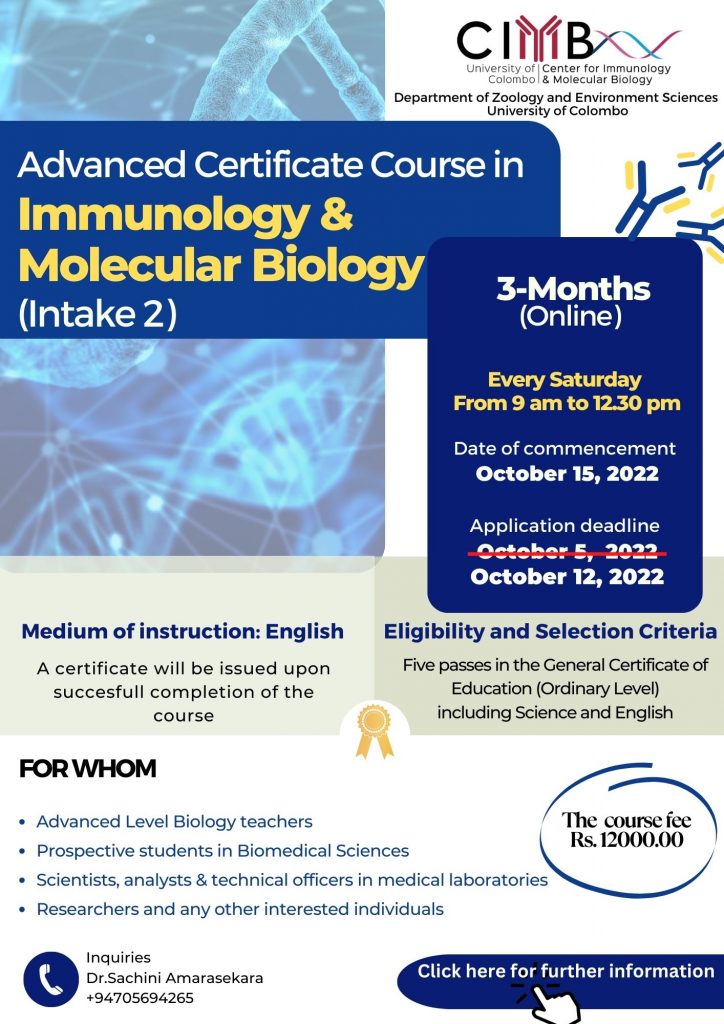 Advanced Certificate In Immunology & Molecular Biology - Faculty Of Science